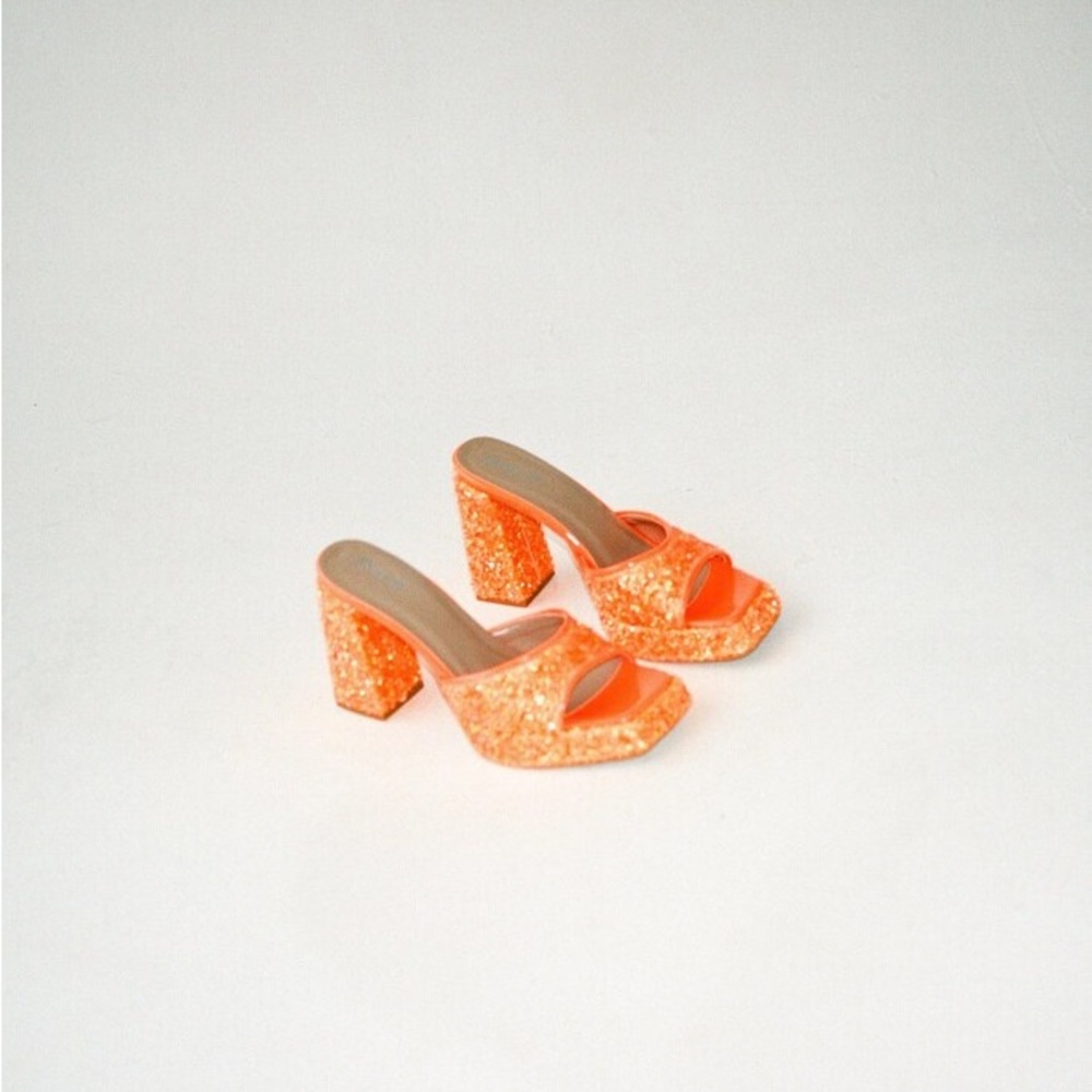 Nasty Gal Orange Sequin Platform Heels